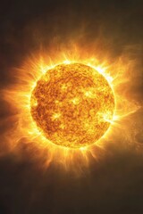 Golden sun radiates warmth in a clear sky filled with soft golden and orange gradients during a tranquil daytime