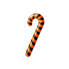 Naklejka premium A Halloween themed candy cane with bold orange and black stripes. Perfect for adding a spooky twist to holiday treats. Isolated on transparent background, png.