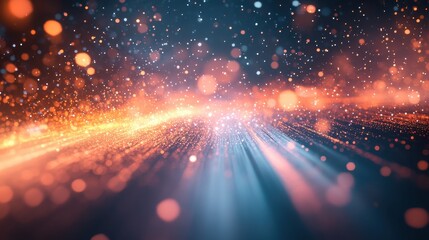 Obraz premium Glowing Celestial Starburst Trails in Metallic Gray Pastel Night Sky with Sparkling Cosmic Radiance