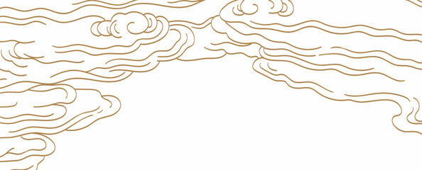 Hand drawn line cloud on white background decorations in vintage style. Art abstract template design.