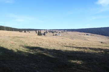 View of Renner's huts in autumn in the Giant Mountains