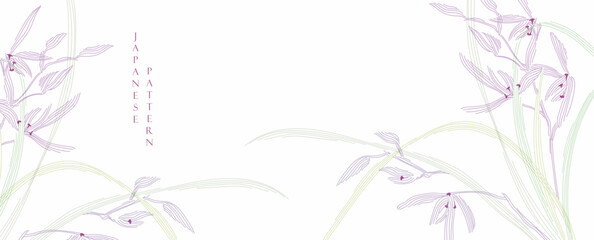 Hand drawn orchid flower on white background decorations in vintage style. Art abstract floral template design.
