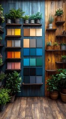 Vibrant Paint Swatches Beautifully Displayed in a Stylish Indoor Setting: Close-Up Photo. AI Generated