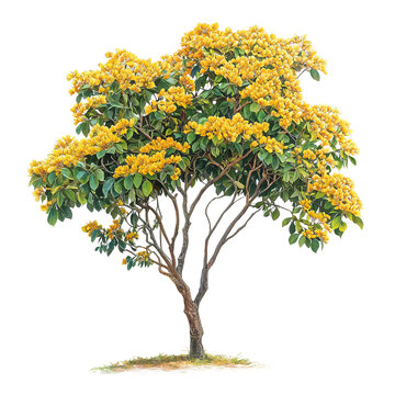 guayacan tree handroanthus chrysanthus isolated on a white background