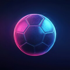 Naklejka premium Vibrant Neon Soccer Ball Against Dark Background