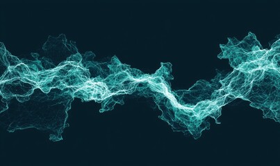 Abstract Waves with Light Blue Flowing Patterns on Dark Background