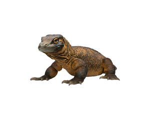 Obraz premium A Komodo dragon, isolated on a black background.