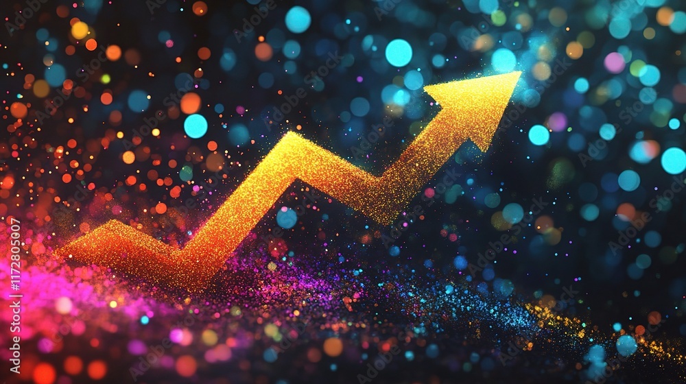 Poster Abstract Technology Background with Rising Arrow and Bokeh Effect