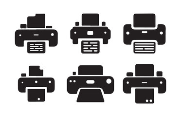 Printer icon collection on white background