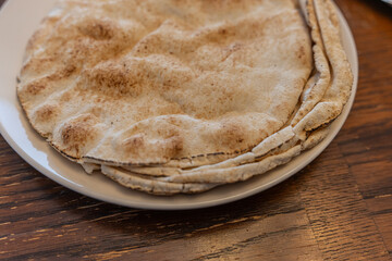 Stack of Arabic Pita Flat Bread Ready to Eat