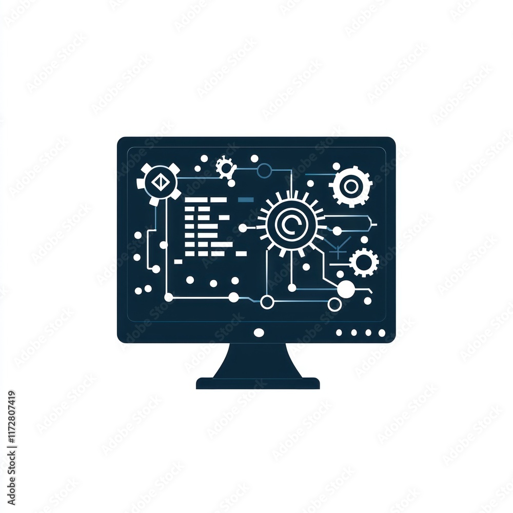 Poster computer screen displaying technological process design
