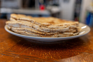 Stack of Arabic Pita Flat Bread Ready to Eat