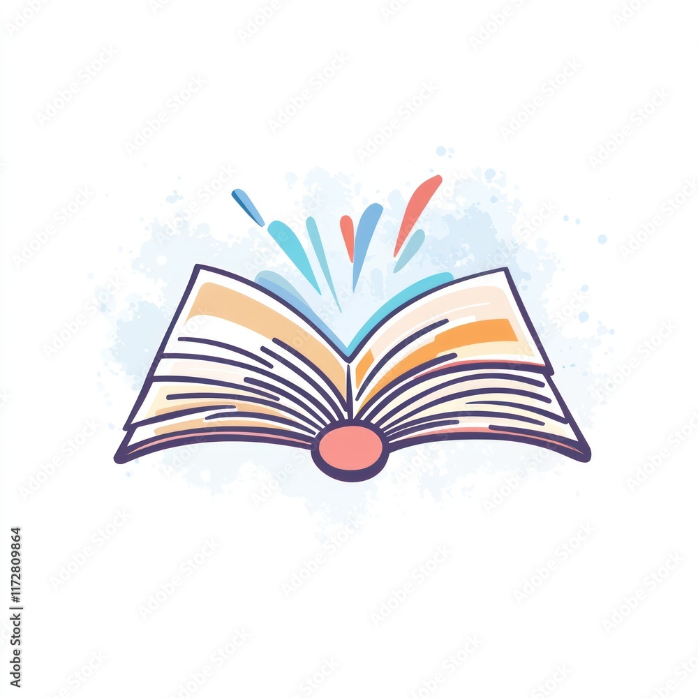 Poster open book with colorful splashes representing knowledge
