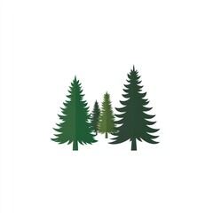 Fototapeta premium Green Pine Trees Minimalist Forest Illustration