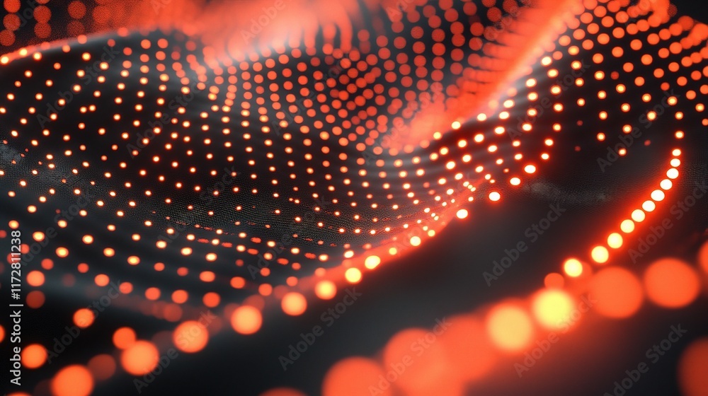 Poster abstract 3d design with glowing dots in digital network visualization