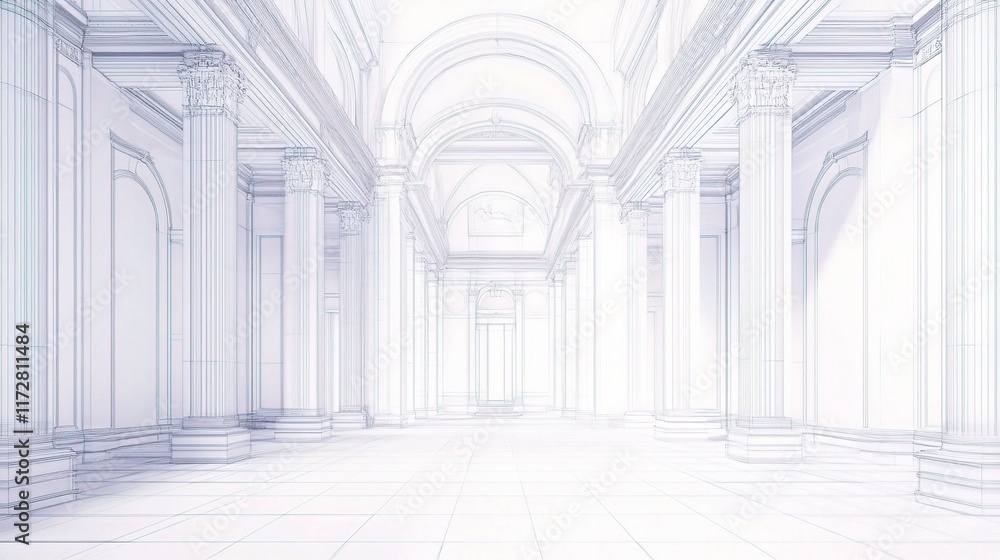 Poster 3d wireframe architecture perspective in stunning background design