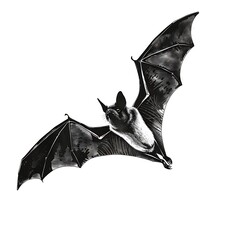 Fototapeta premium bat in flight with spread wings isolated white background