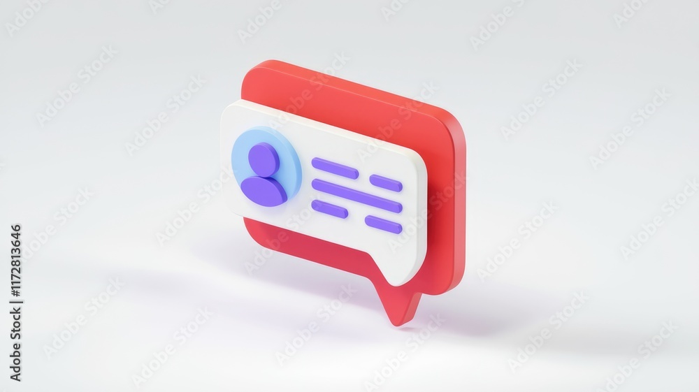 Poster 3d illustration of a red and white message bubble.