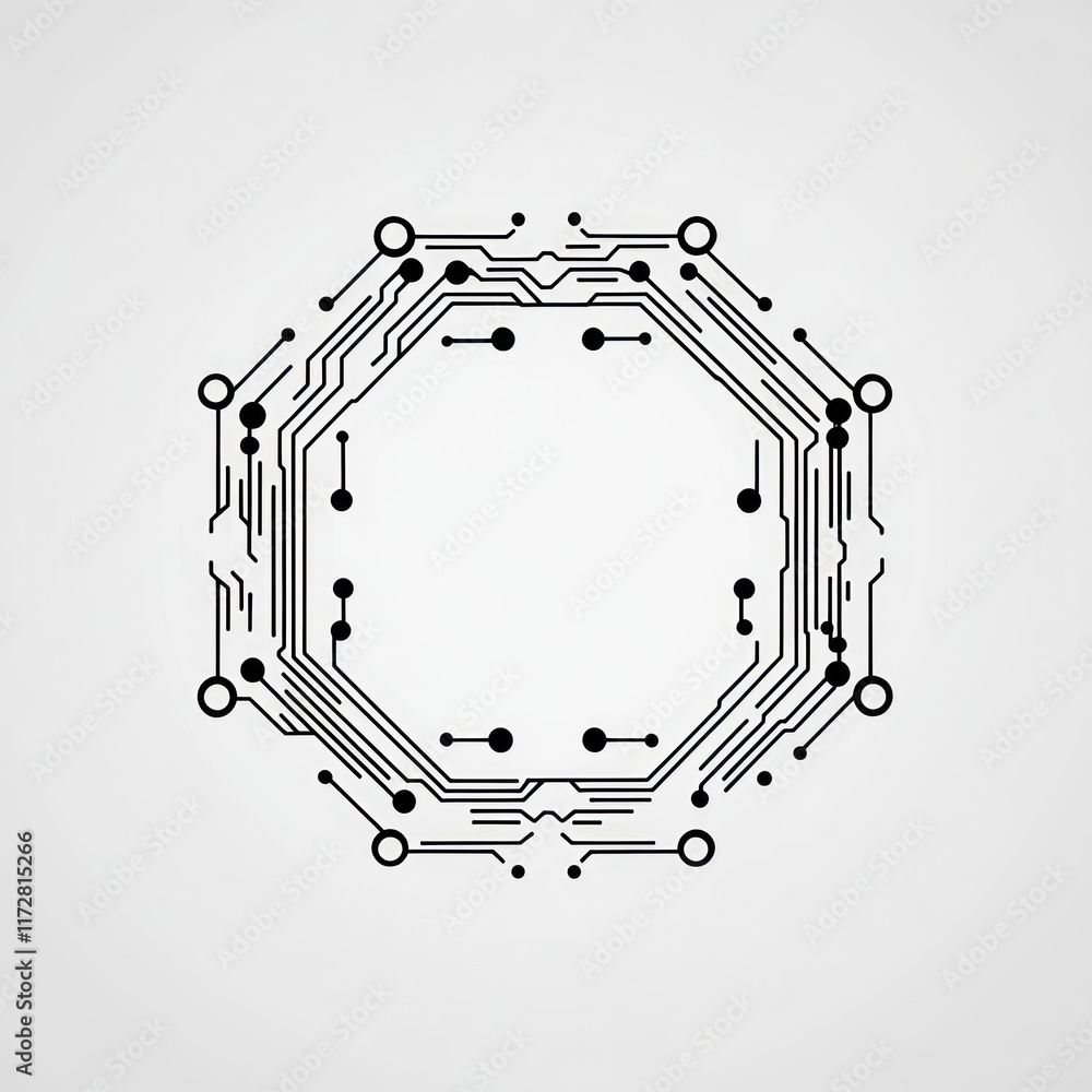 Poster abstract octagonal circuit board design