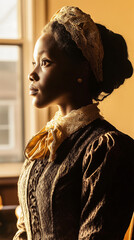 Black history civil rights inspiration storytelling. An African American teacher discusses Harriet Tubman in an educational setting.