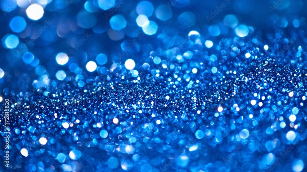 Poster a shimmering sea of blue glitter sparkles under soft light, creating a mesmerizing depth and an ench