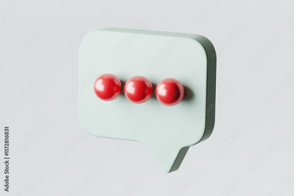 Poster A 3D rendering of a light blue speech bubble with three red dots.