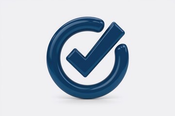 3D rendering of a blue checkmark inside a circle.