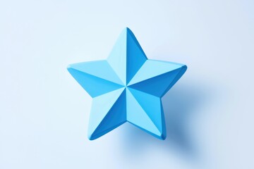 Obraz premium A single blue paper star on a light blue background.