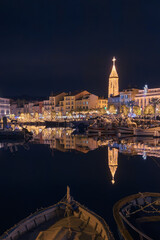 the port of Sanary sur mer and its New Year illuminations