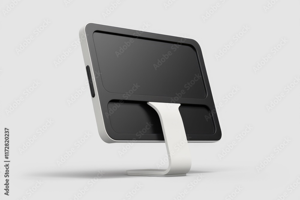 Aufkleber black computer monitor with white stand on white background