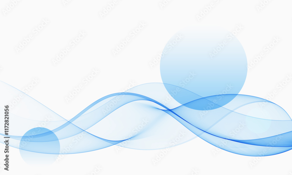 Poster abstract object, design element in the form of a blue wave.