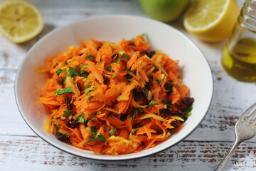 A bowl with traditional Polish carrot salad © nastyakamysheva