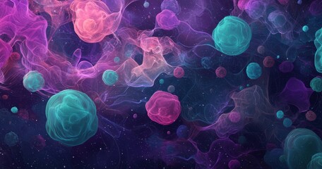 Obraz premium Colorful Abstract Representation of Microscopic Organic Structures