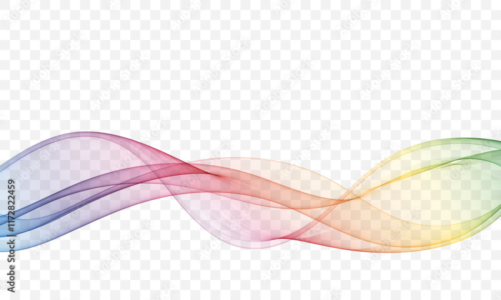 Poster flow of wavy lines in rainbow colors. abstract transparent wave background.