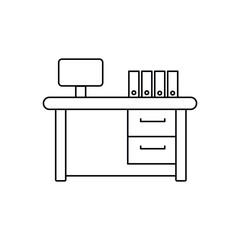 Office Desk lineal icon with white background vector stock illustration