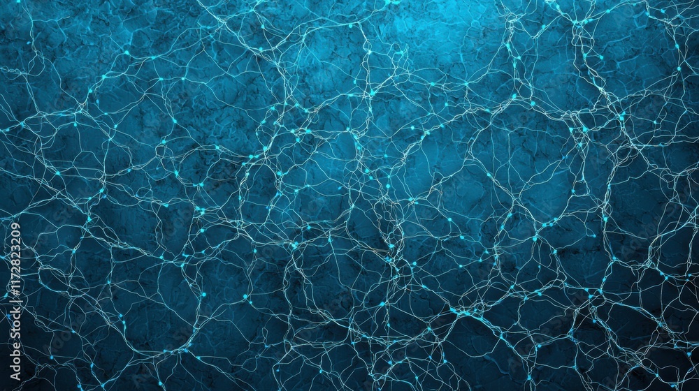 Poster abstract blue texture with intricate network patterns and light effects