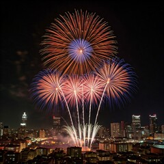 fireworks in the city