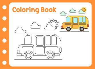 coloring book a little bus for kids. learning to color