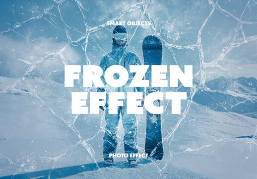 Frozen Cracked Ice Photo Effect Mockup