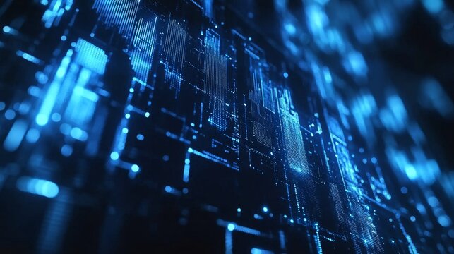 Abstract close-up of digital circuitry in blue tones, showcasing a futuristic, technological design. - Powered by Adobe