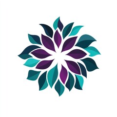 Fototapeta premium Abstract Teal Purple Leaf Mandala Design