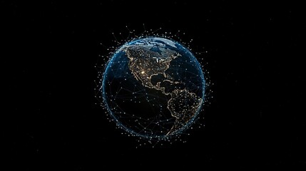 A stunning visual of Earth illuminated at night, showcasing intricate networks of light representing connectivity across continents.
