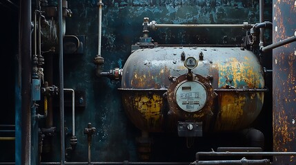 Rusty Industrial Relic: A Vintage Tank and Pipes