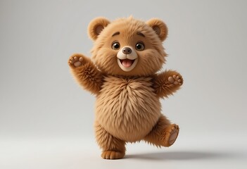 Obraz premium Adorable Cartoon Bear with Raised Paws. Generative AI