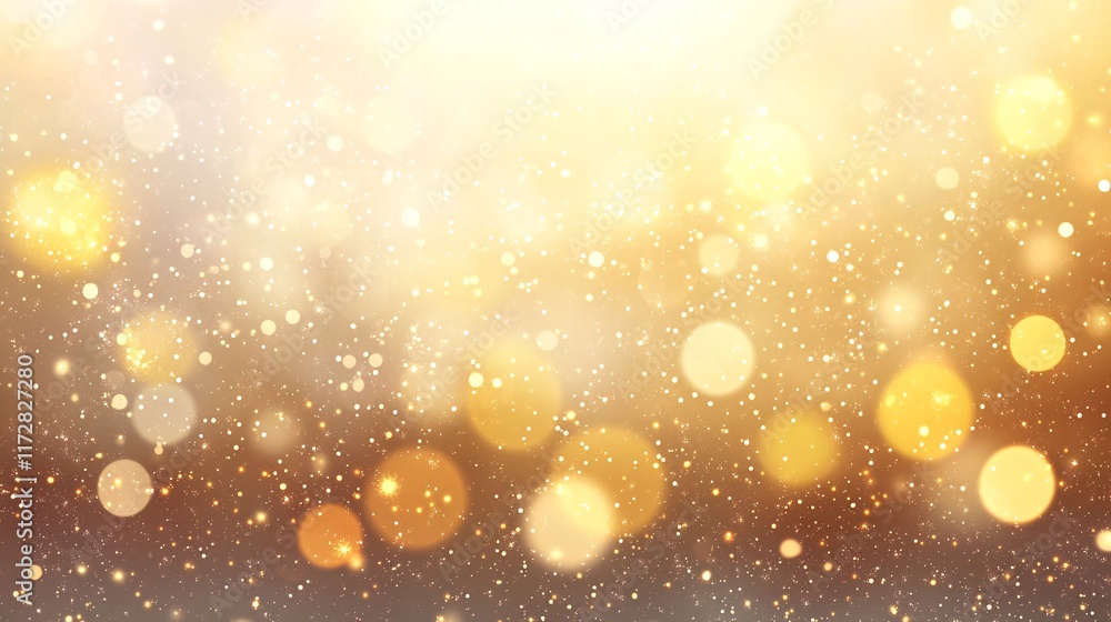 Poster a shimmering background of golden bokeh lights, creating a festive and dreamy atmosphere.