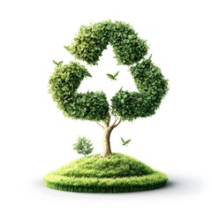 Recycled Tree: Lush Foliage Forming a Serene Eco-Symbol