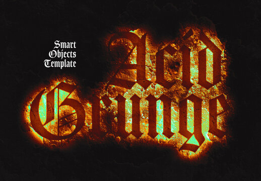 Grunge Acid Text Effect Mockup With Generative AI