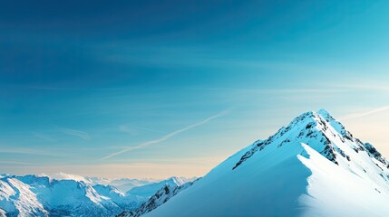 Tranquil Snowy Mountain Range in Washed Photography Style with Copy Space for Text
