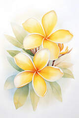 frangipani flower isolated on white watercolor