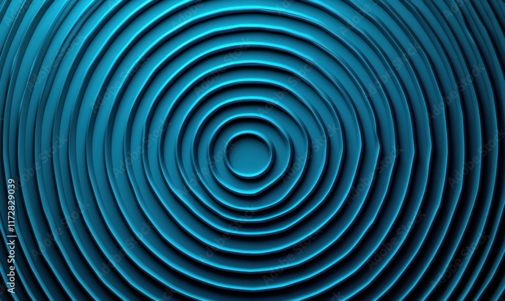 Poster abstract wave pattern in teal tones creating circular ripples